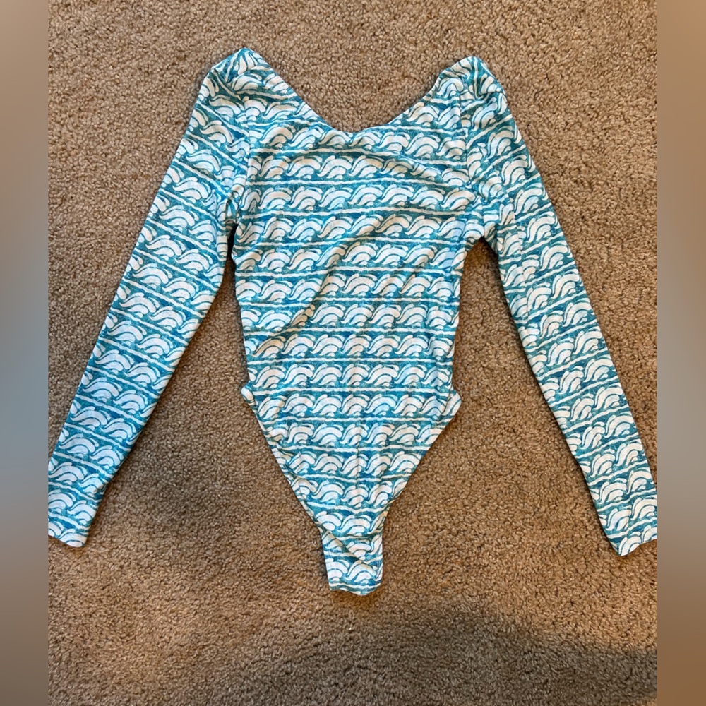 Blue Wave Patterned Women's One Piece Swimsuit